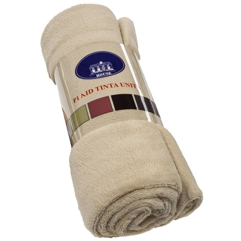 foto del prodotto emmevi mv s.p.a. coperta plaid morbida vellutata pile caldo soffice avvolgente divano letto poltrona panna 130x160 cm