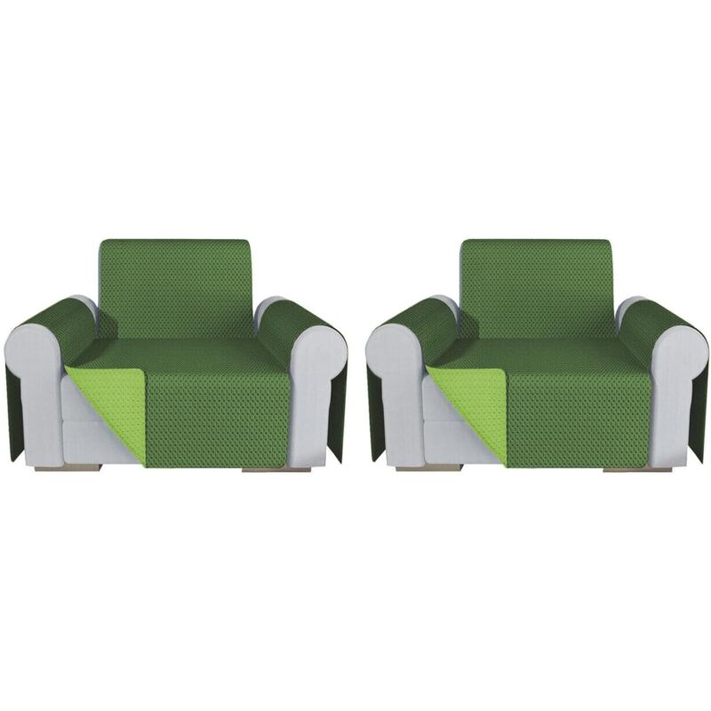 foto del prodotto emmevi mv s.p.a. coppia set 2 copripoltrona proteggi salva poltrona universale fodera double face elegante verde