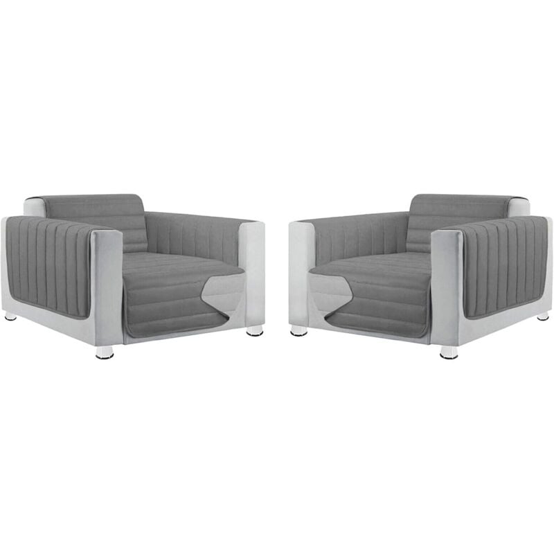 foto del prodotto emmevi mv s.p.a. coppia set 2 copripoltrona salva poltrona universale imbottito morbido double face elegante grigio