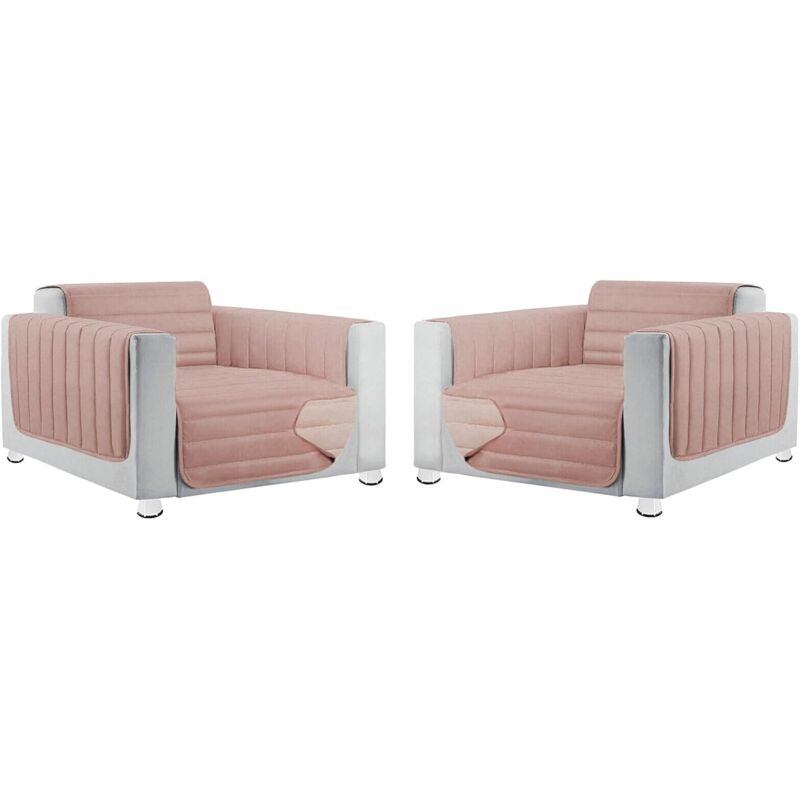 foto del prodotto emmevi mv s.p.a. - coppia set 2 copripoltrona salva poltrona universale imbottito morbido double face elegante - rosa