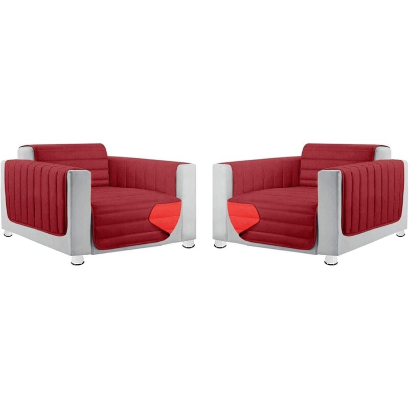 foto del prodotto emmevi mv s.p.a. coppia set 2 copripoltrona salva poltrona universale imbottito morbido double face elegante rosso