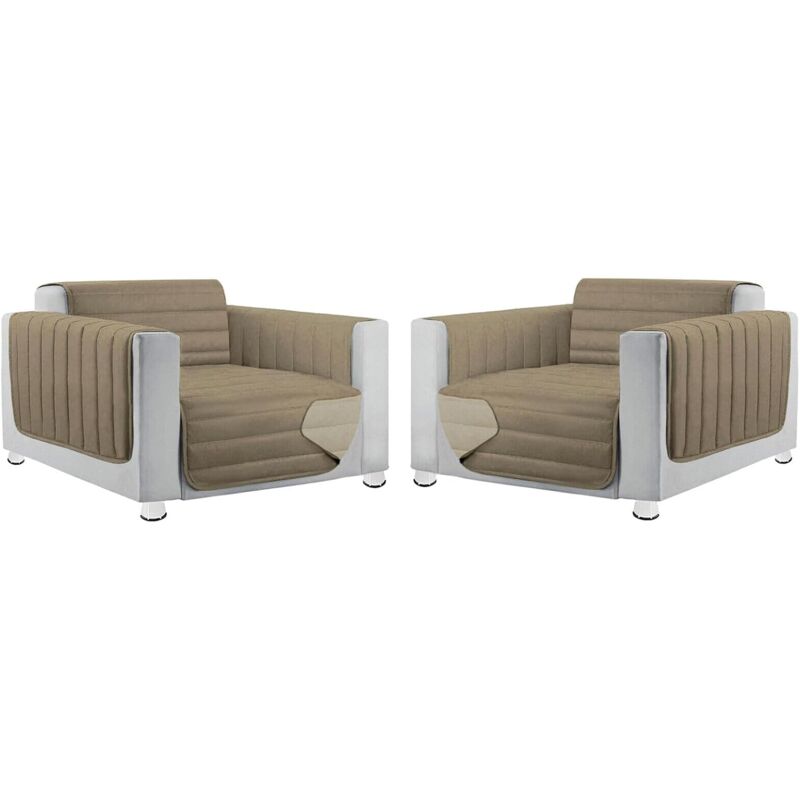 foto del prodotto emmevi mv s.p.a. - coppia set 2 copripoltrona salva poltrona universale imbottito morbido double face elegante - tortora