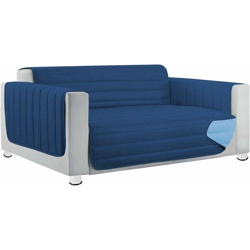 foto del prodotto emmevi mv s.p.a. copridivano imbottito double face trapuntato salva proteggi divano morbido elegante blu 2 posti