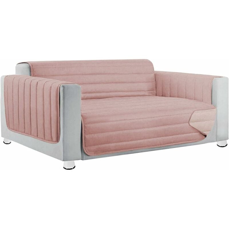 foto del prodotto emmevi mv s.p.a. - copridivano imbottito double face trapuntato salva proteggi divano morbido elegante rosa - 3 posti