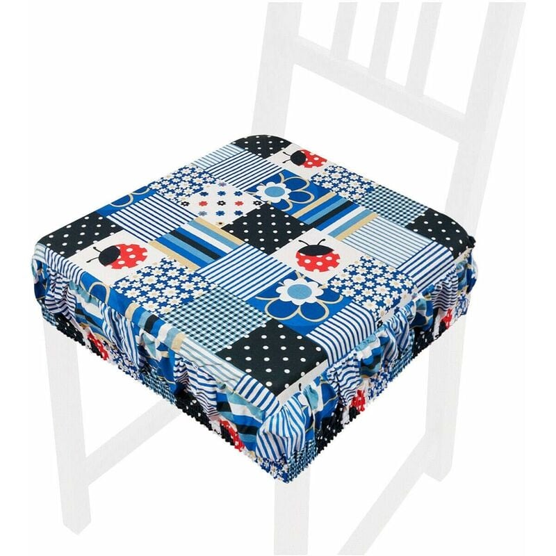 foto del prodotto emmevi mv s.p.a. cuscino sedia cotone sfoderabile lavabile fascia elastica coprisedia coccinella 100 made in italy blu