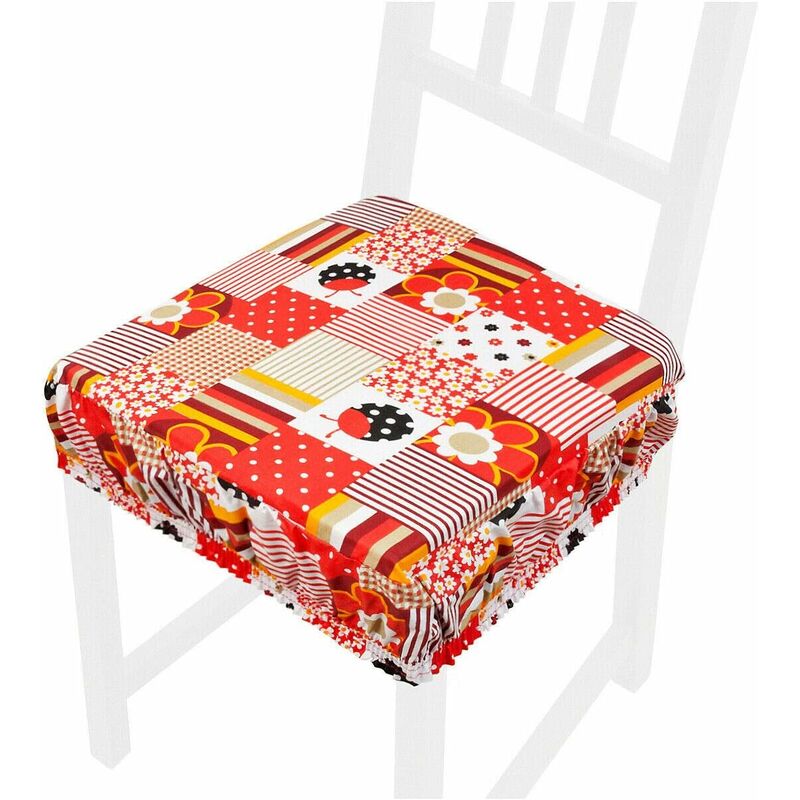 foto del prodotto emmevi mv s.p.a. cuscino sedia cotone sfoderabile lavabile fascia elastica coprisedia coccinella 100 made in italy rosso