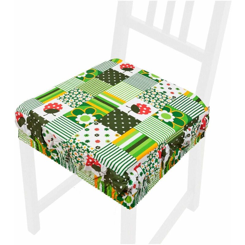 foto del prodotto emmevi mv s.p.a. cuscino sedia cotone sfoderabile lavabile fascia elastica coprisedia coccinella 100 made in italy verde