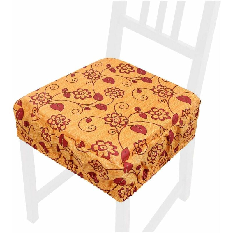 foto del prodotto emmevi mv s.p.a. cuscino sedia cotone sfoderabile lavabile fascia elastica coprisedia fiorito 100 made in italy arancione
