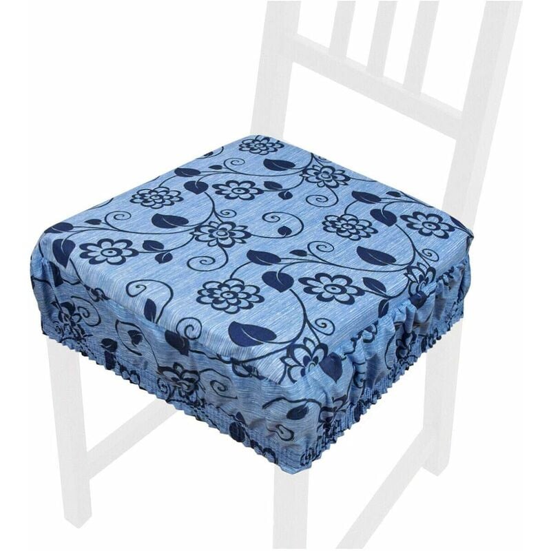 foto del prodotto emmevi mv s.p.a. cuscino sedia cotone sfoderabile lavabile fascia elastica coprisedia fiorito 100 made in italy blu