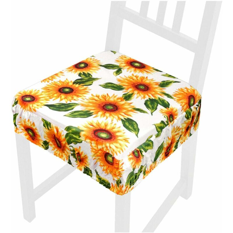 foto del prodotto emmevi mv s.p.a. cuscino sedia cotone sfoderabile lavabile fascia elastica coprisedia girasoli 100 made in italy bianco
