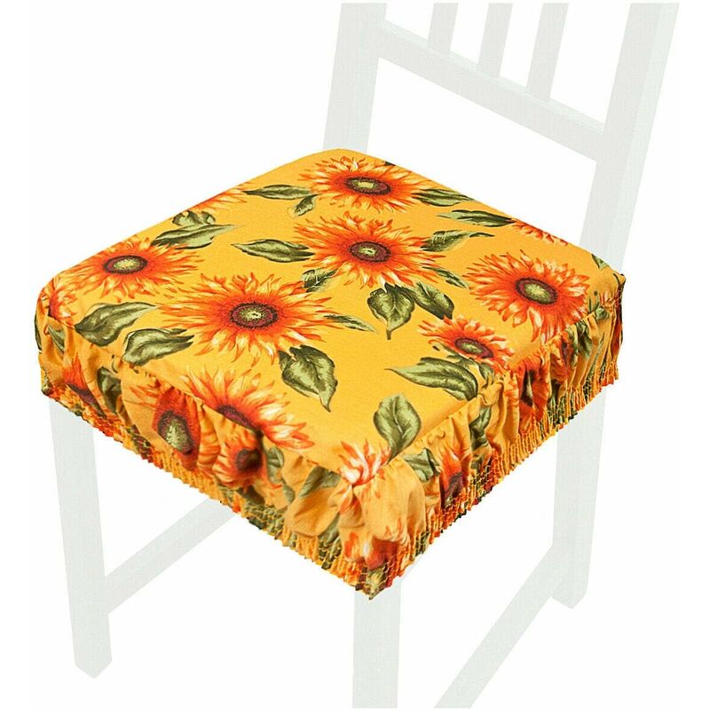 foto del prodotto emmevi mv s.p.a. cuscino sedia cotone sfoderabile lavabile fascia elastica coprisedia girasoli 100 made in italy giallo
