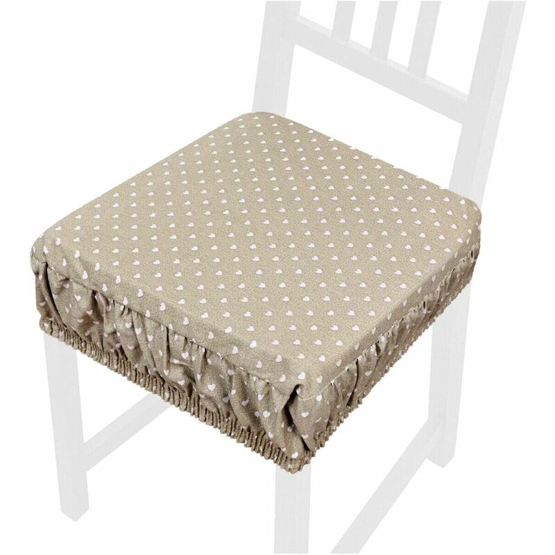 foto del prodotto emmevi mv s.p.a. cuscino sedia cotone sfoderabile lavabile fascia elastica coprisedia pois cuori 100 made in italy beige