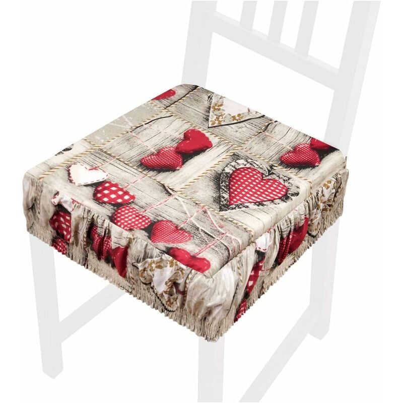 foto del prodotto emmevi mv s.p.a. cuscino sedia cotone sfoderabile lavabile fascia elastica coprisedia shabby chic cuori 100 made in italy