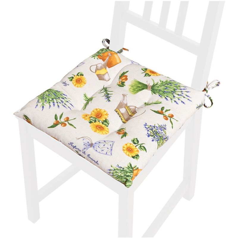 foto del prodotto emmevi mv s.p.a. cuscino sedia morbido imbottito coprisedia shabby chic lavanda universale lavabile con laccetti