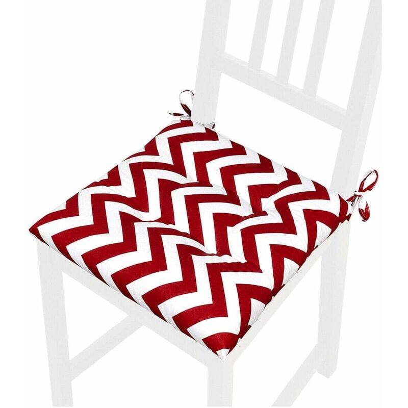 foto del prodotto emmevi mv s.p.a. cuscino sedia morbido universale a righe zig zag lacci per fissaggio lavabile coprisedie 100 made in italy rosso
