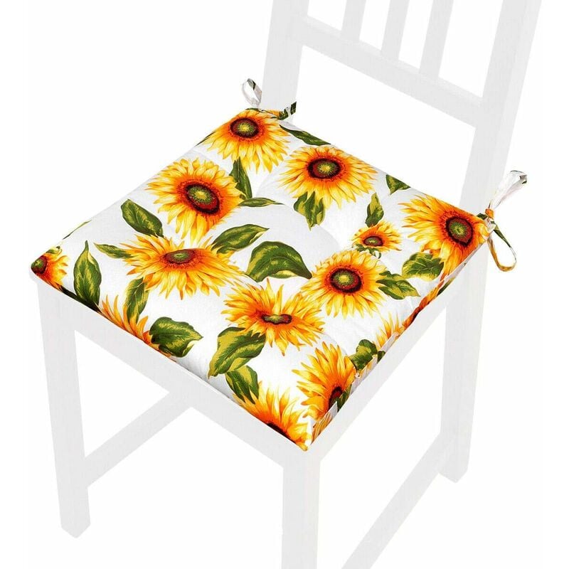 foto del prodotto emmevi mv s.p.a. cuscino sedia morbido universale girasoli lacci per fissaggio lavabile coprisedie 100 made in italy bianco