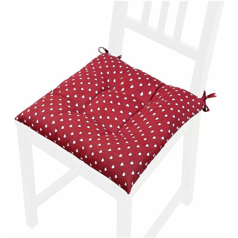 foto del prodotto emmevi mv s.p.a. cuscino sedia morbido universale pois cuori lacci per fissaggio lavabile coprisedie 100 made in italy bordeaux