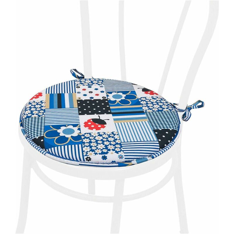 foto del prodotto emmevi mv s.p.a. cuscino sedia rotondo morbido lavabile laccetti fissaggio coccinella 100 made in italy blu