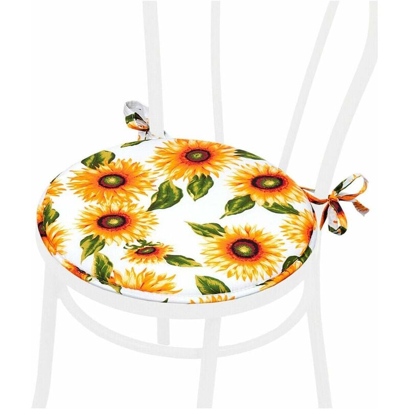 foto del prodotto emmevi mv s.p.a. cuscino sedia rotondo morbido lavabile laccetti fissaggio girasoli 100 made in italy bianco