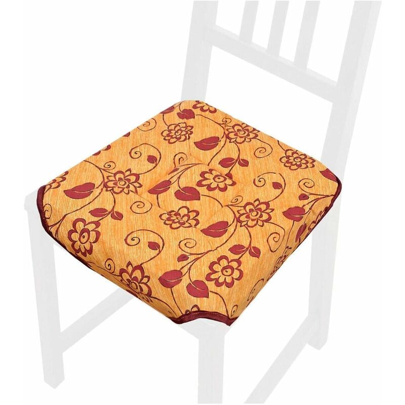 foto del prodotto emmevi mv s.p.a. cuscino sedia universale cotone lavabile coprisedia morbido fiori vettoriali 100 made in italy arancione