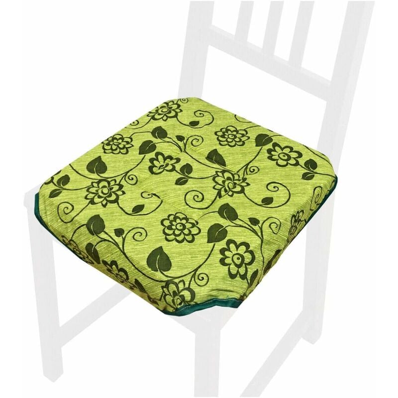 foto del prodotto emmevi mv s.p.a. cuscino sedia universale cotone lavabile coprisedia morbido fiori vettoriali 100 made in italy verde