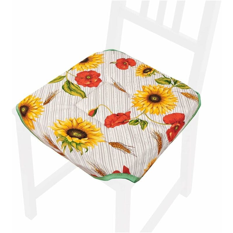 foto del prodotto emmevi mv s.p.a. cuscino sedia universale morbido cotone coprisedia girasoli cucina lavabile con alette 100 made in italy