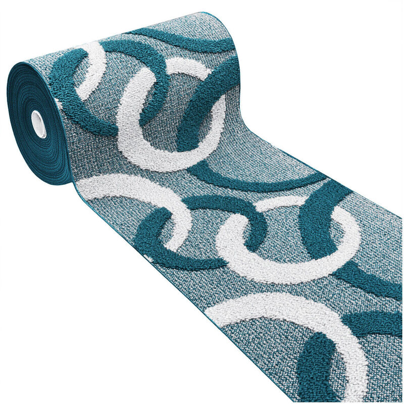 foto del prodotto emmevi mv s.p.a. - passatoia ingresso casa corridoio cerchi 3d al metro antiscivolo tappeto aciugapassi su misura - blu