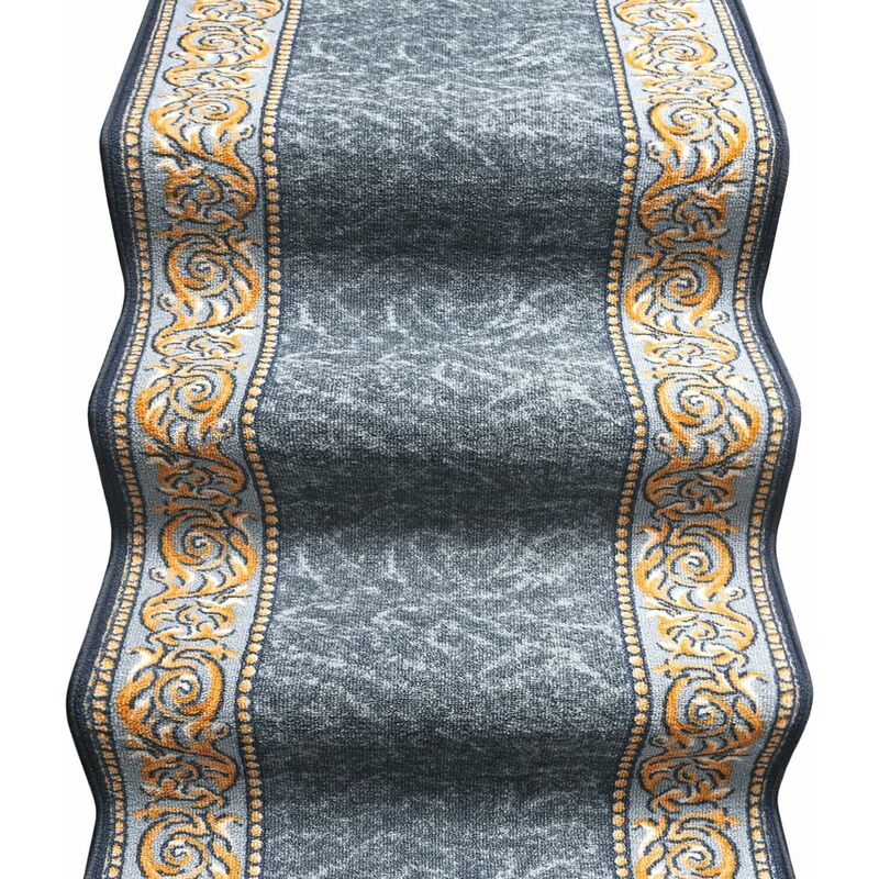 foto del prodotto emmevi mv s.p.a. passatoia scala bordata ingresso corridoio tappeto cucina gradini 100 made in italy stile barocco grigio 67x100 cm