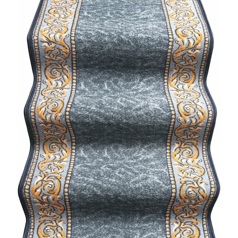 foto del prodotto emmevi mv s.p.a. - passatoia scala bordata ingresso corridoio tappeto cucina gradini 100 made in italy stile barocco grigio - 67x120 cm