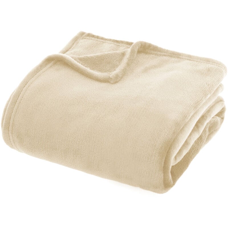 foto del prodotto emmevi mv s.p.a. plaid morbidissimo tinta unita coperta soffice pile caldo letto divano beige 130x160 cm