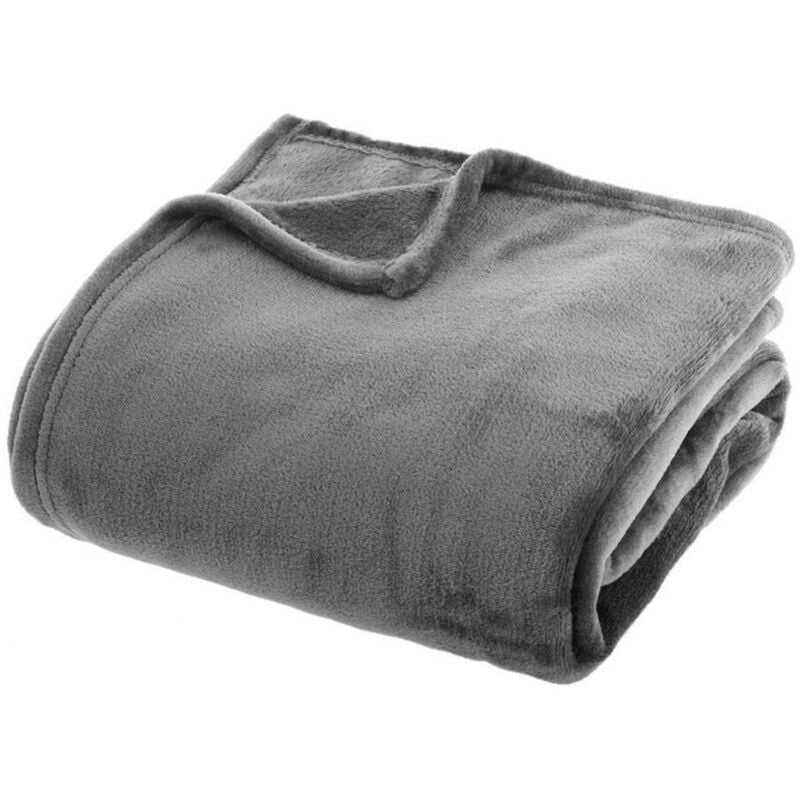 foto del prodotto emmevi mv s.p.a. plaid morbidissimo tinta unita coperta soffice pile caldo letto divano grigio 130x160 cm