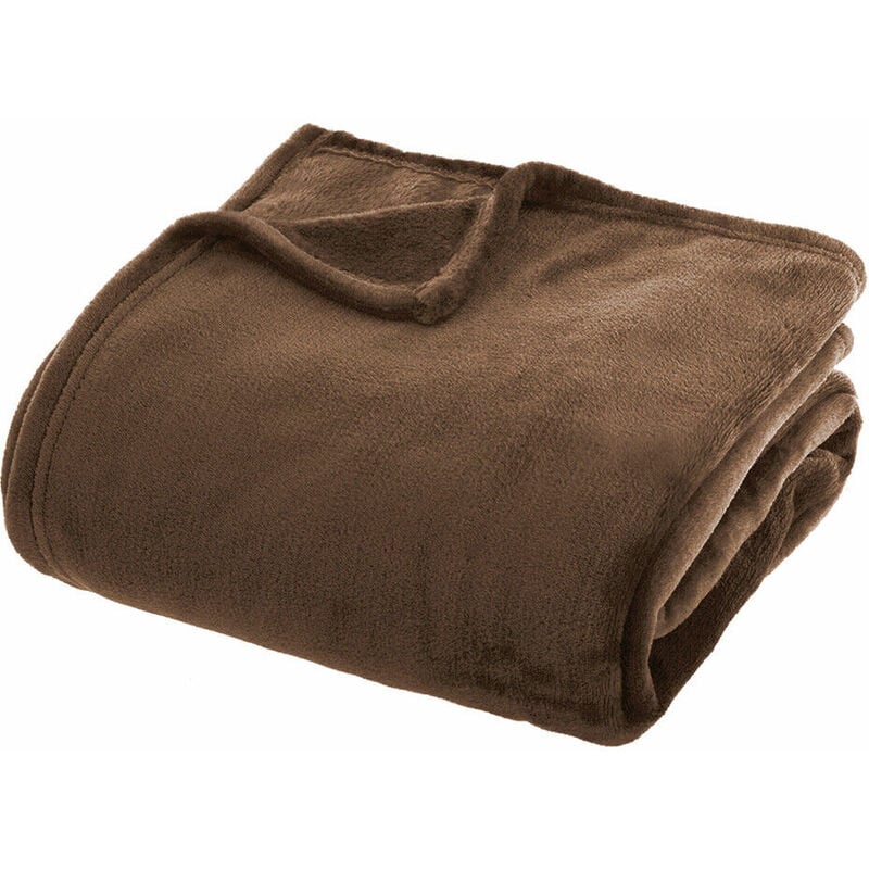 foto del prodotto emmevi mv s.p.a. plaid morbidissimo tinta unita coperta soffice pile caldo letto divano marrone 130x160 cm