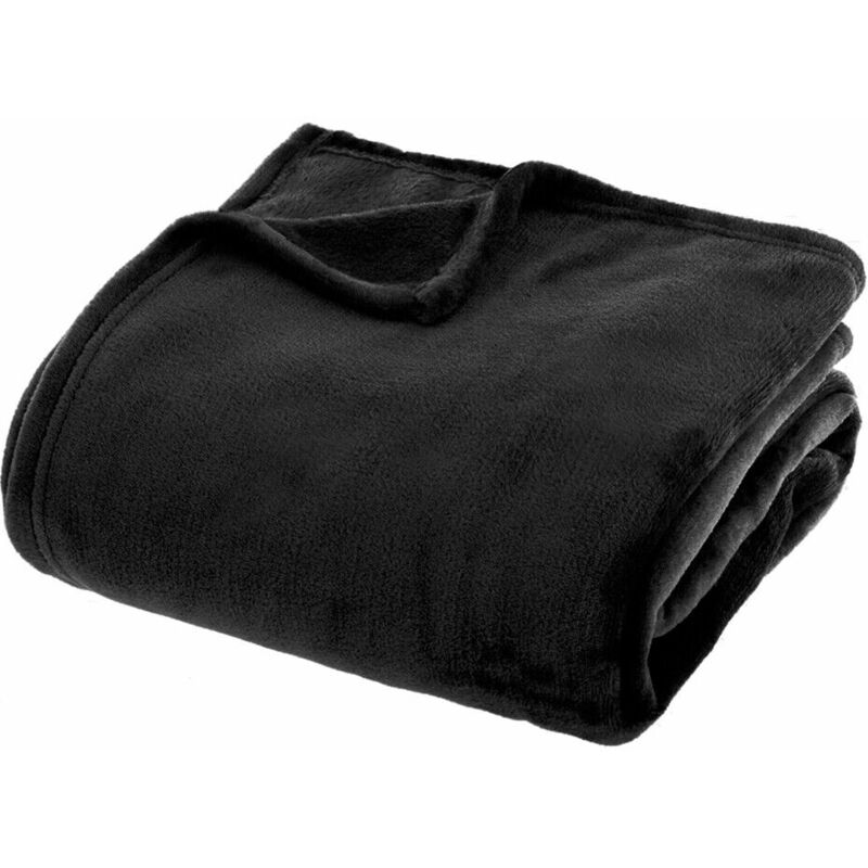 foto del prodotto emmevi mv s.p.a. plaid morbidissimo tinta unita coperta soffice pile caldo letto divano nero 130x160 cm