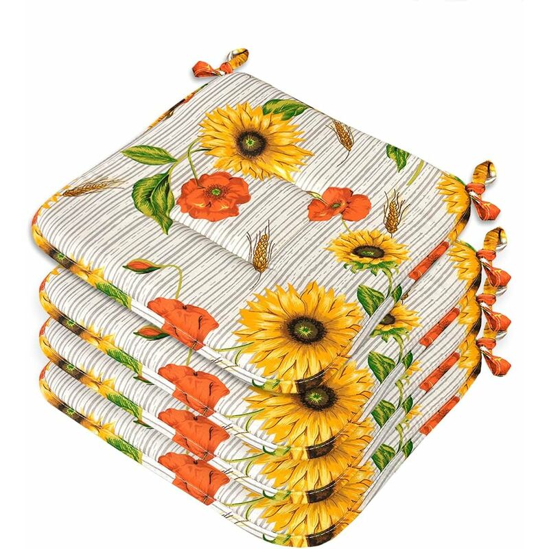 foto del prodotto emmevi mv s.p.a. set 4 cuscini sedia cotone con lacci lavabili universali coprisedie morbidi fiori papaveri rosso