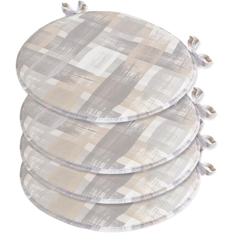 foto del prodotto emmevi mv s.p.a. set 4 cuscini sedia rotondi cotone con lacci lavabili morbidi coprisedia tondi shabby chic moderni