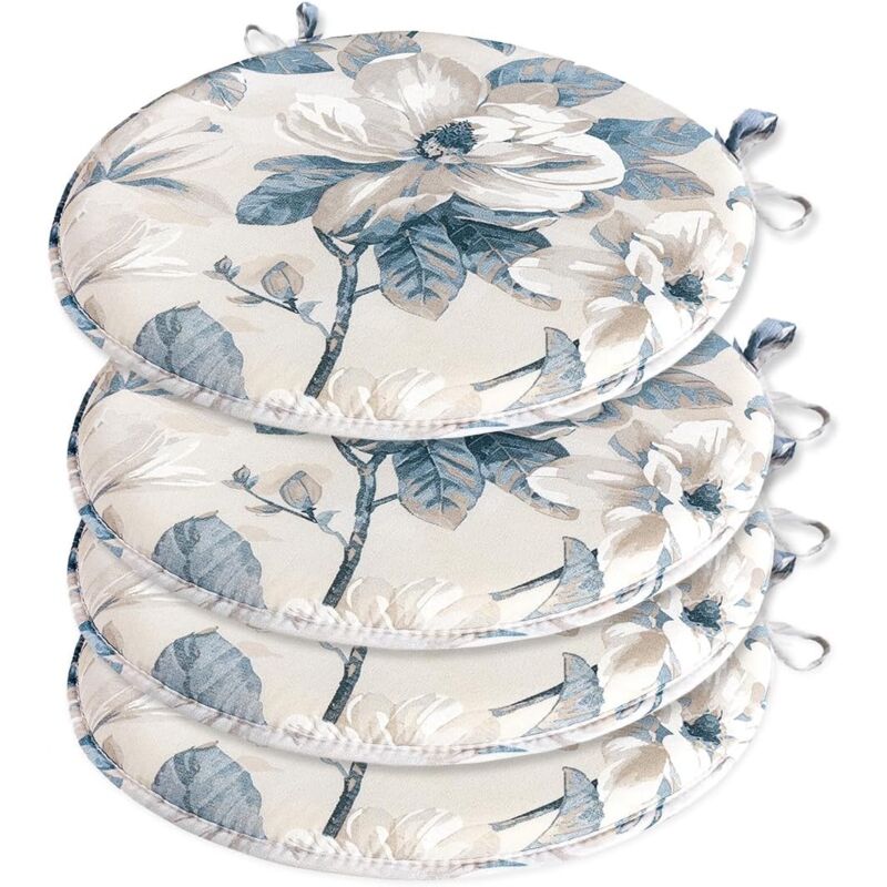 foto del prodotto emmevi mv s.p.a. set 4 cuscini sedia rotondi cotone con lacci lavabili morbidi coprisedia tondi shabby chic vintage