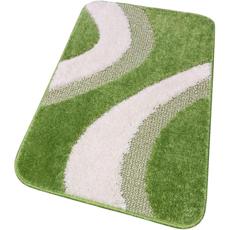 foto del prodotto emmevi mv s.p.a. tappeto bagno 50x80 cm scendi letto 100 made in italy antiscivolo shaggy 3d moderno assorbente verde