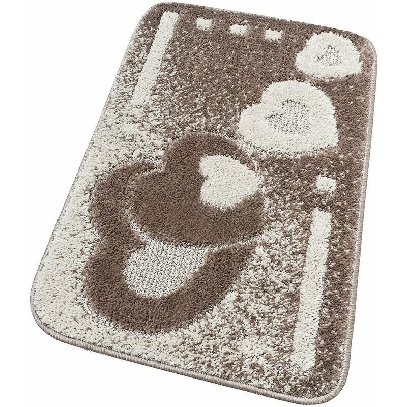foto del prodotto emmevi mv s.p.a. tappeto bagno cuori morbido antiscivolo assorbente scendiletto doccia 100 made in italy beige 50x80 cm