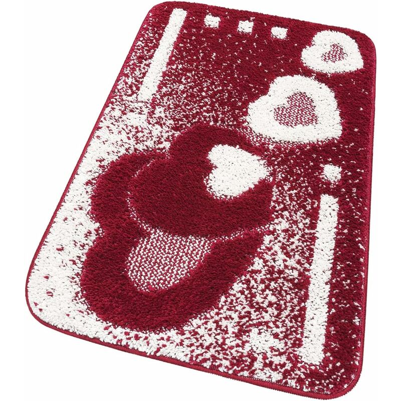 foto del prodotto emmevi mv s.p.a. tappeto bagno cuori morbido antiscivolo assorbente scendiletto doccia 100 made in italy rosso 50x80 cm