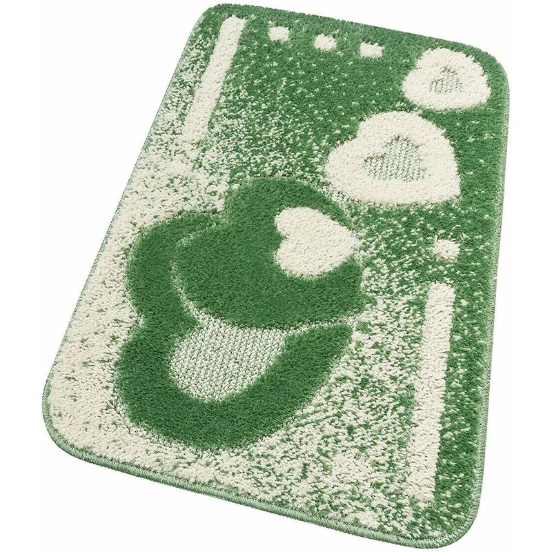 foto del prodotto emmevi mv s.p.a. tappeto bagno cuori morbido antiscivolo assorbente scendiletto doccia 100 made in italy verde 50x110 cm