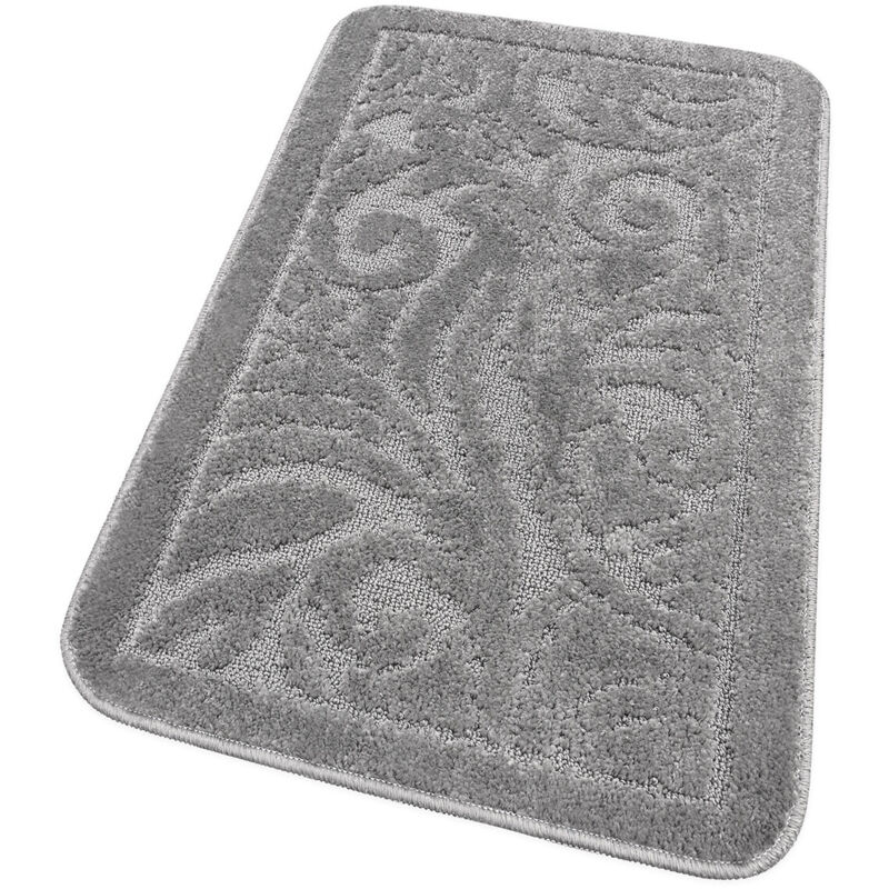 foto del prodotto emmevi mv s.p.a. - tappeto bagno damascato scendiletto camera barocca morbido assorbente antiscivolo grigio - 50x110 cm