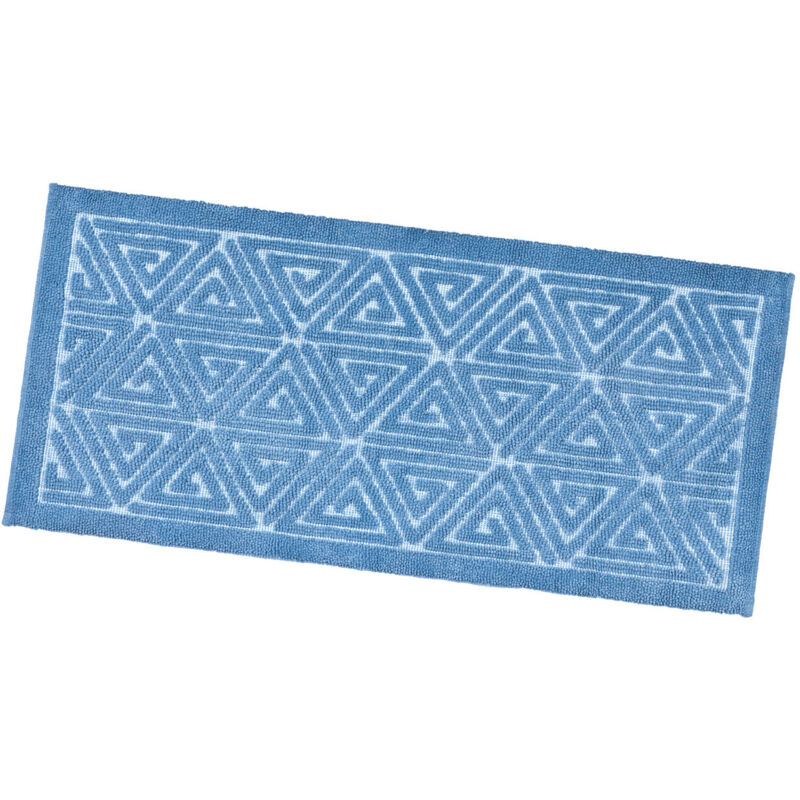 foto del prodotto emmevi mv s.p.a. tappeto bagno greca tinta unita scendiletto morbido puro cotone assorbente antiscivolo 65x150 cm azzurro