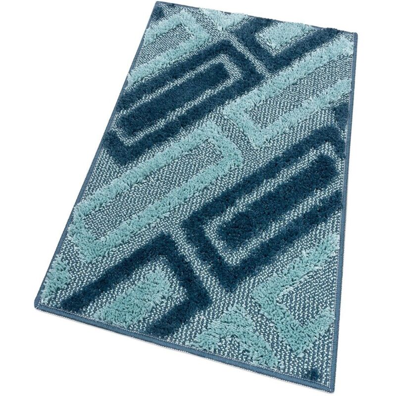 foto del prodotto emmevi mv s.p.a. tappeto bagno moderno morbido soffice assorbente asciugapassi antiscivolo lavabile blu 50x80 cm