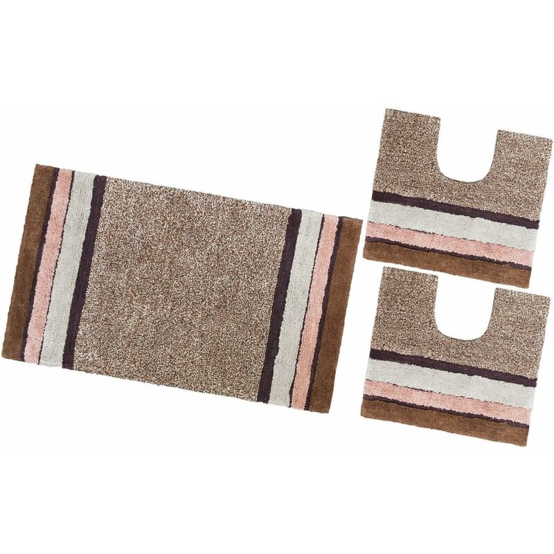 foto del prodotto emmevi mv s.p.a. tappeto bagno parure puro cotone antiscivolo morbido colori vivaci 100 made in italy marrone