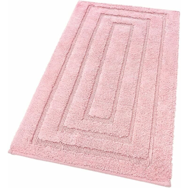 foto del prodotto emmevi mv s.p.a. tappeto bagno puro cotone elegante lussuoso morbido scendiletto antiscivolo 100 made in italy rosa 60x40 cm