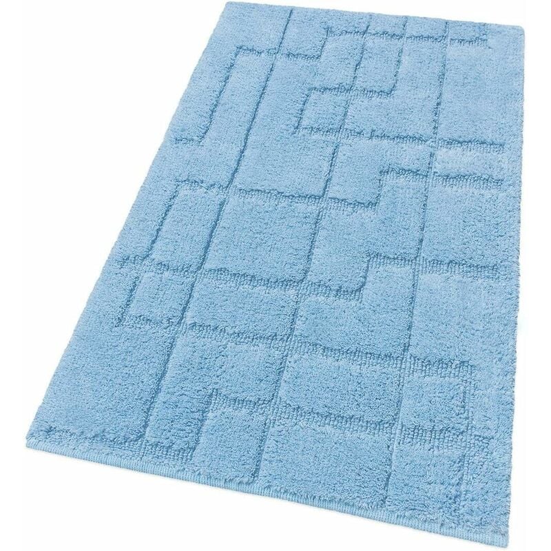 foto del prodotto emmevi mv s.p.a. tappeto bagno puro cotone morbido 3d camera sendiletto elegante lavabile 100 made in italy azzurro 55x120 cm