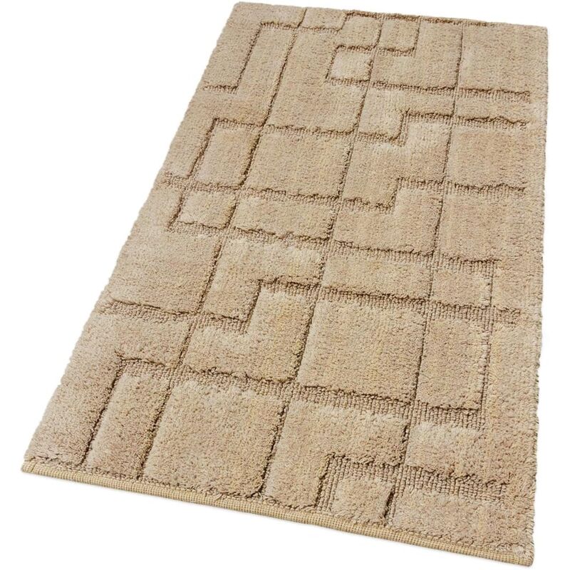 foto del prodotto emmevi mv s.p.a. tappeto bagno puro cotone morbido 3d camera sendiletto elegante lavabile 100 made in italy beige 55x120 cm