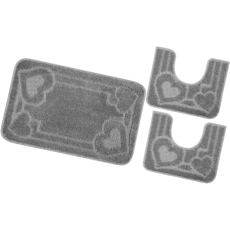 foto del prodotto emmevi mv s.p.a. tappeto bagno set 3 pezzi tinta unita antiscivolo assorbente camera letto 100 made in italy grigio