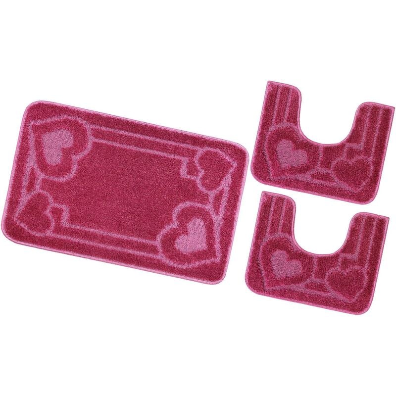 foto del prodotto emmevi mv s.p.a. tappeto bagno set 3 pezzi tinta unita antiscivolo assorbente camera letto 100 made in italy porpora