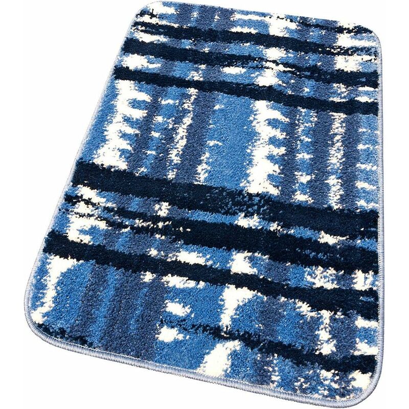 foto del prodotto emmevi mv s.p.a. tappeto bagno striato moderno morbido antiscivolo scendiletto doccia 100 made in italy blu 50x80 cm